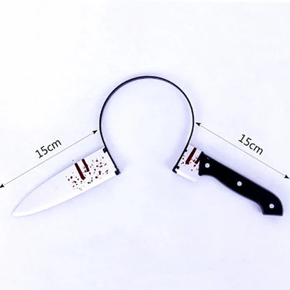 Halloween Bloody Prank Headband — 3D Fake Weapon Hair Accessory