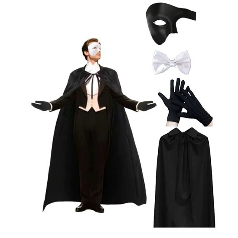 Phantom Masquerade Costume Kit - Cape, Mask, Bow Tie & Gloves