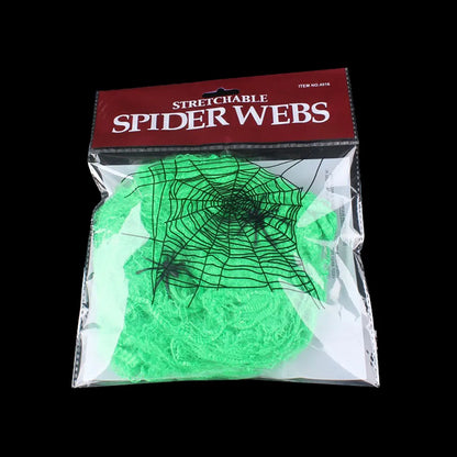 Stretchy Cobweb with Spiders – Haunted House Halloween Decor