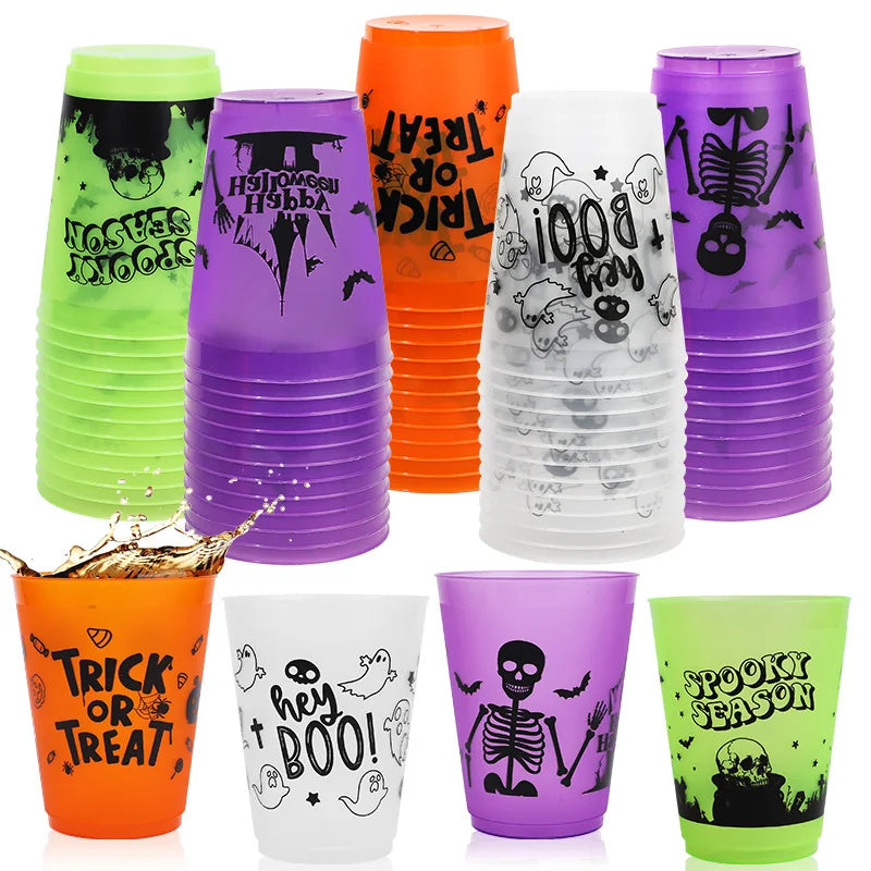 Halloween Boo & Skull Plastic Party Cups, 8–24 Pack