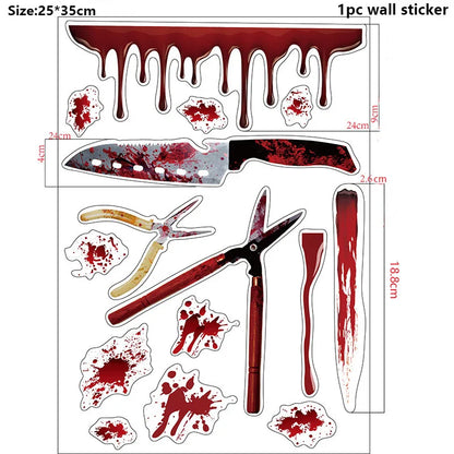 Bloody Handprint & Skull Window Stickers – Halloween Decor