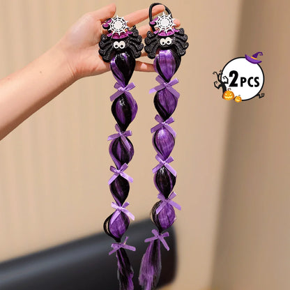 Halloween Hair Ties & Wig Caps Set — Pumpkin & Spider Hair Accessories
