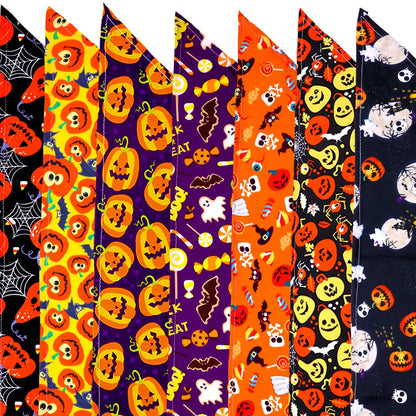 Halloween Dog Bandana – Pumpkin, Skull & Ghost Print for Dogs & Cats