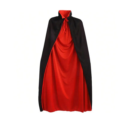 Reversible Black & Red Halloween Cape – Unisex Adult Costume, 90–150cm