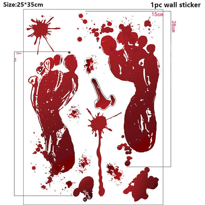 Bloody Handprint & Skull Window Stickers – Halloween Decor