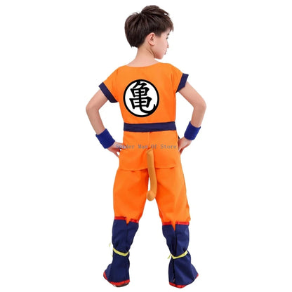 Saiyan Warrior Anime Cosplay Costume - Kids & Adult Halloween Costume with Tail & Wig