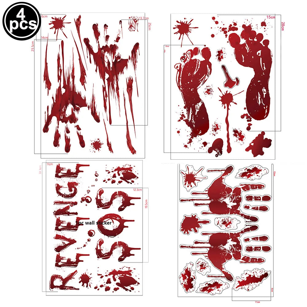 Bloody Handprint & Skull Window Stickers – Halloween Decor