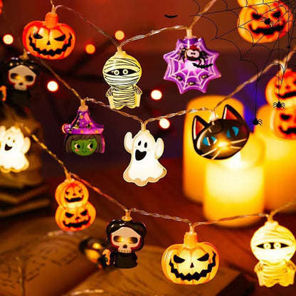 Pumpkin & Ghost LED String Lights – Halloween Decor, 1.5M or 3M
