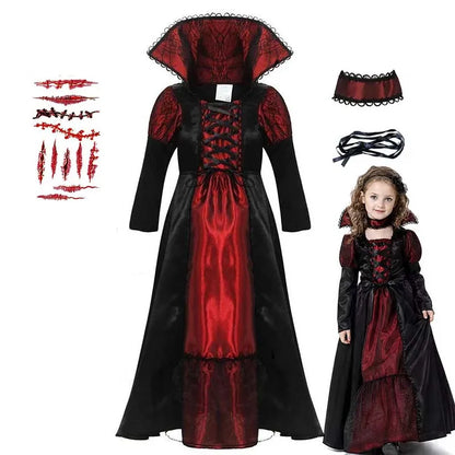 Girls Witch & Vampire Fancy Dress Costume with Accessories