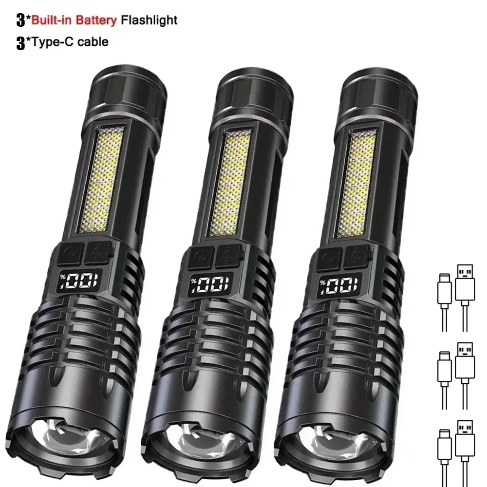 30W High Power LED Flashlight with COB Side Light