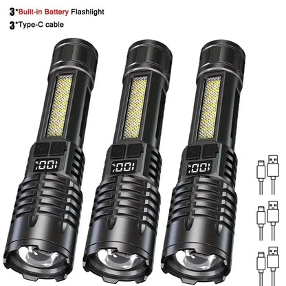 30W High Power LED Flashlight with COB Side Light