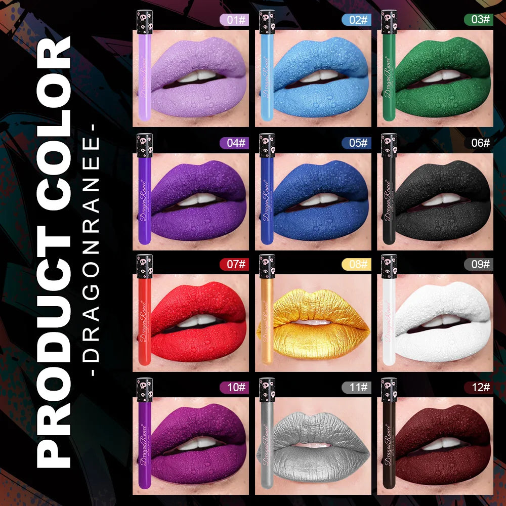 12-Shade Matte Lip Tint Set | Waterproof & Smudge-Proof Lipstick Palette