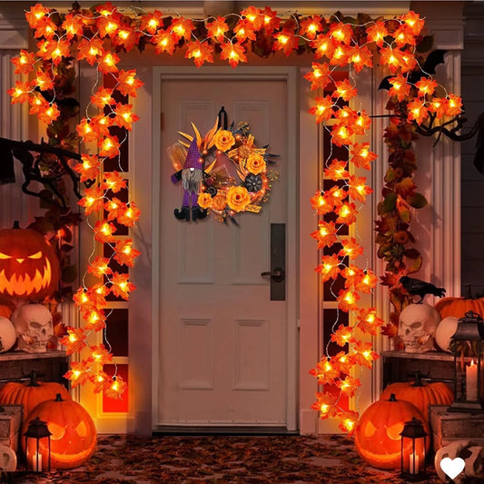 Maple Leaf LED String Lights – Fall Halloween Garland, 2M/3M/6M
