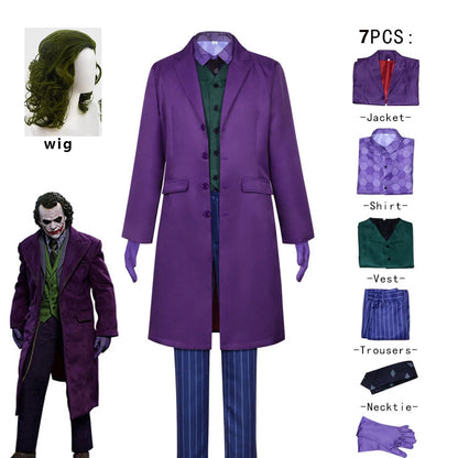 Men's Clown Costume Set – Coat, Shirt, Vest, Wig & Tie