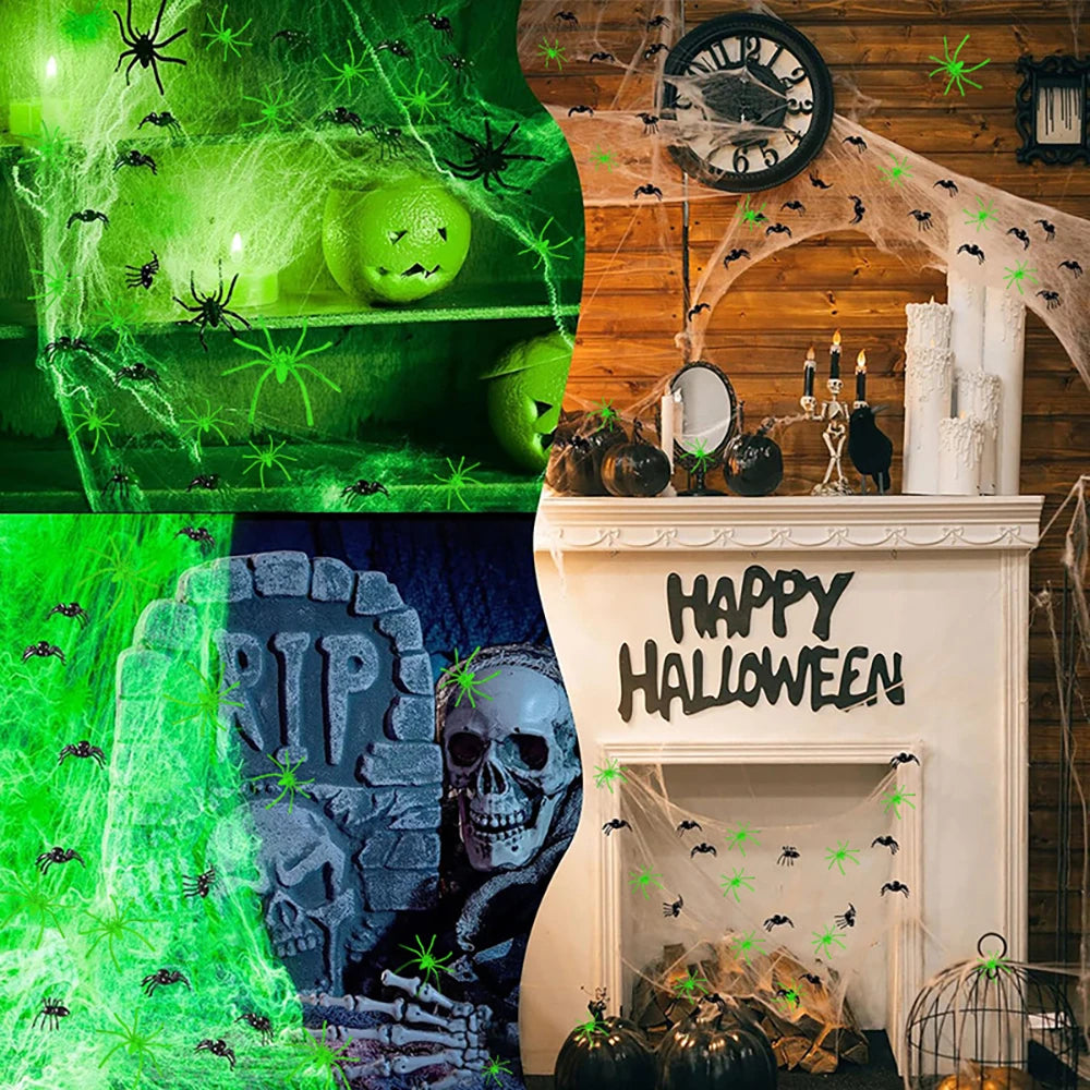 Glow-in-the-Dark Spider Web Halloween Decoration