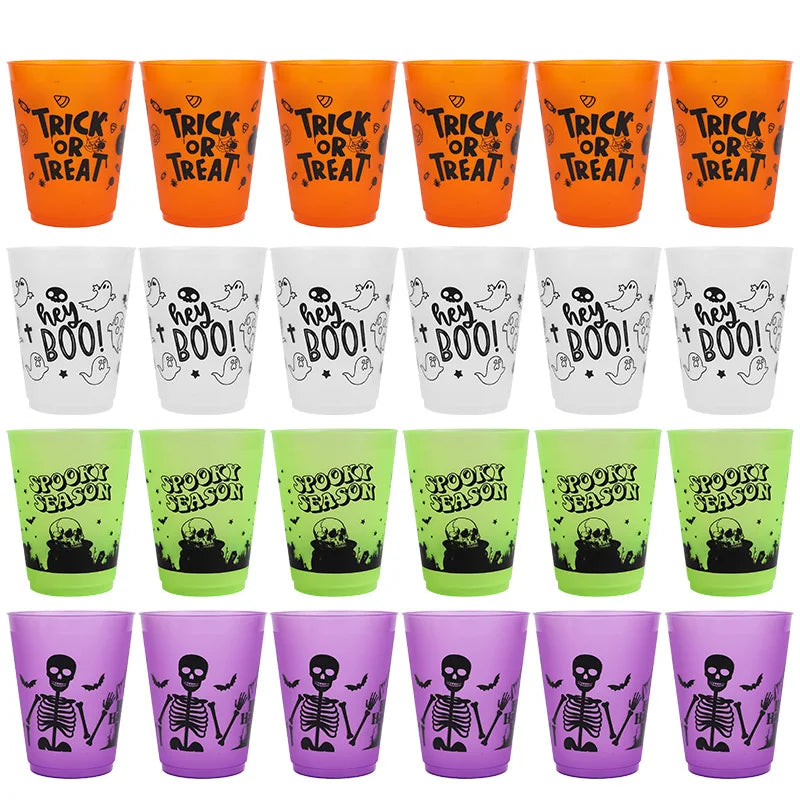 Halloween Boo & Skull Plastic Party Cups, 8–24 Pack
