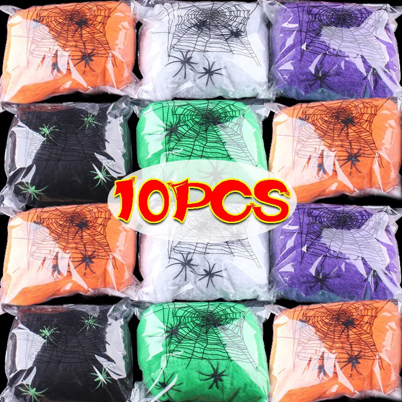 Stretchy Spider Web Cobweb – Halloween Party Decor, 1–10 Bags