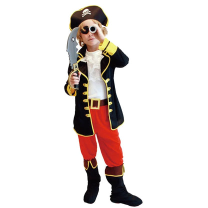 Kids Pirate Costume for Boys - Halloween Caribbean Captain Costume Set