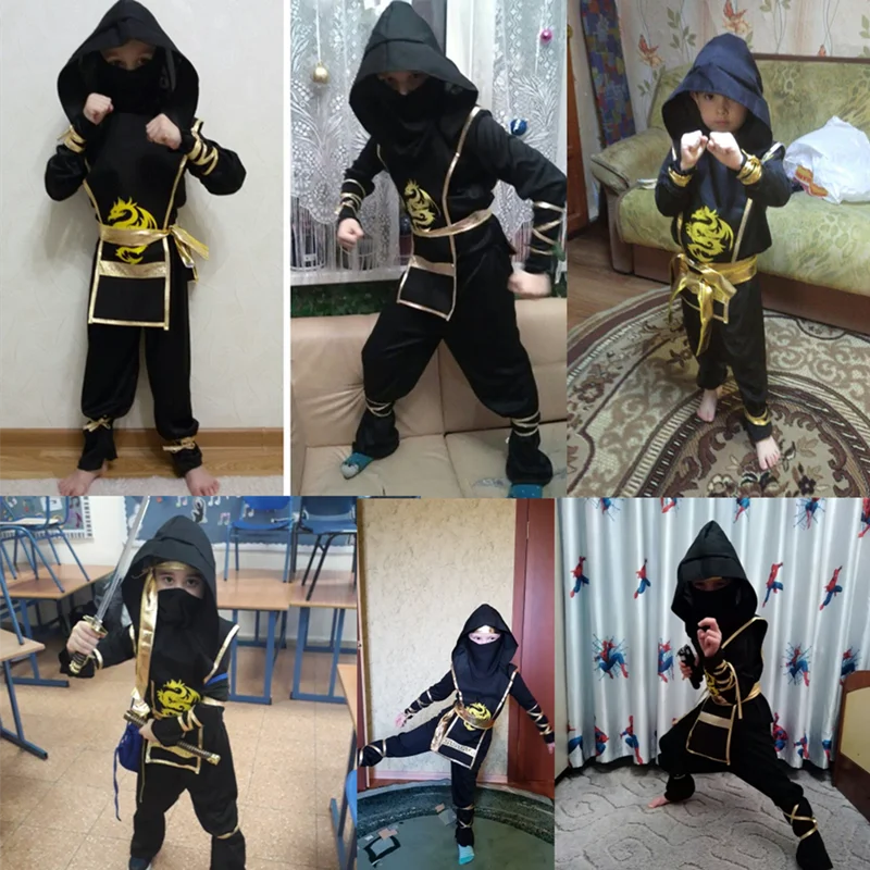 Ninja Warrior Deluxe Costume for Kids with Weapon Accessories - Halloween Kung Fu Outfit