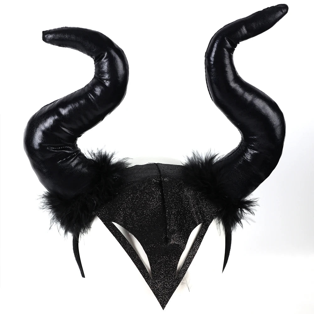 Oversized Demon Horn Headband — Halloween Evil Queen & Witch Costume Accessory