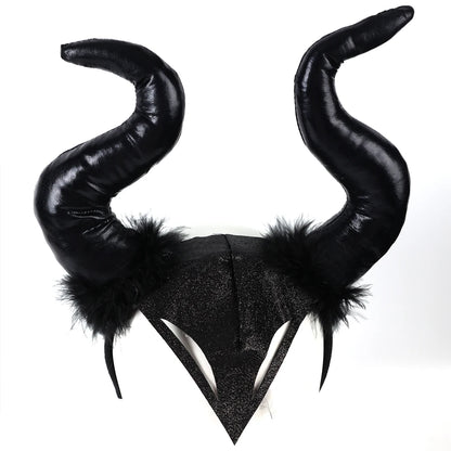 Oversized Demon Horn Headband — Halloween Evil Queen & Witch Costume Accessory