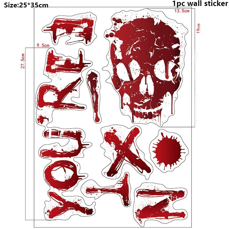 Bloody Handprint & Skull Window Stickers – Halloween Decor