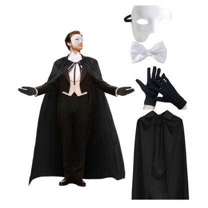 Phantom Masquerade Costume Kit - Cape, Mask, Bow Tie & Gloves