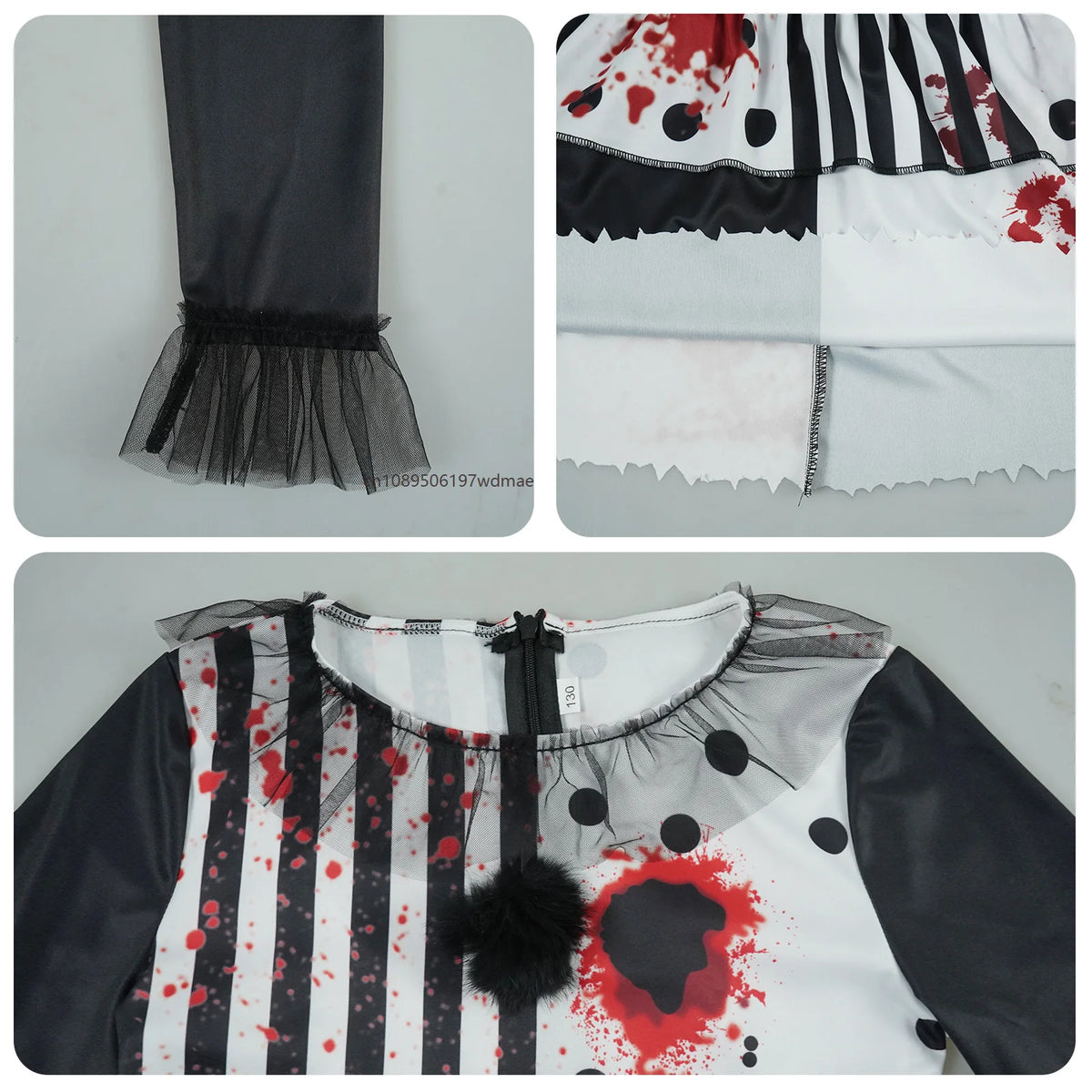 Horror Clown Costume for Women – Blood Splatter Circus Dress