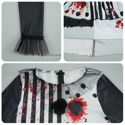 Horror Clown Costume for Women – Blood Splatter Circus Dress