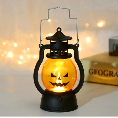 LED Hanging Pumpkin & Ghost Lantern – Retro Halloween Decor