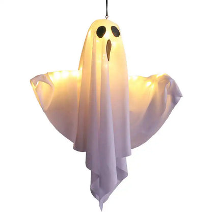 Glowing White Ghost LED Hanging Halloween Decoration with Fairy Lights