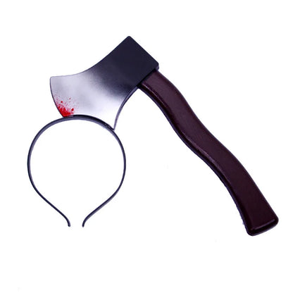 Halloween Bloody Prank Headband — 3D Fake Weapon Hair Accessory
