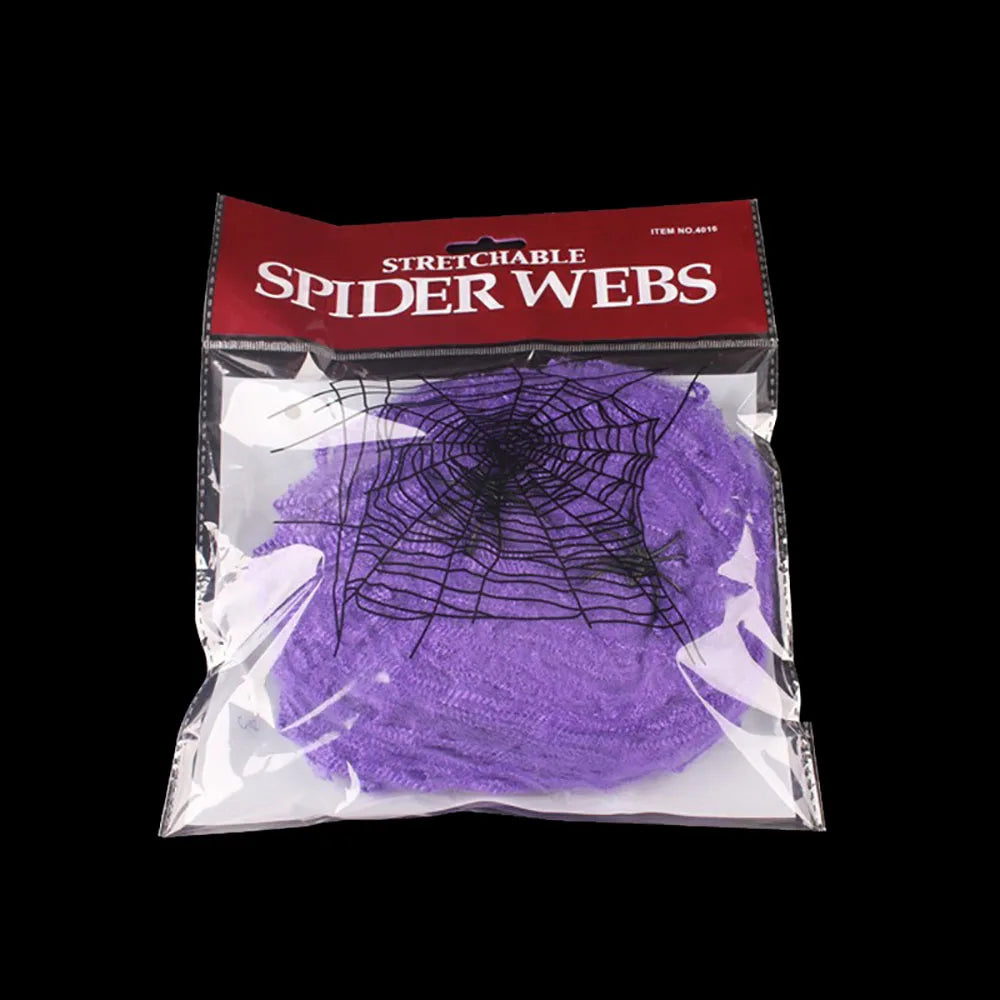 Stretchy Cobweb with Spiders – Haunted House Halloween Decor