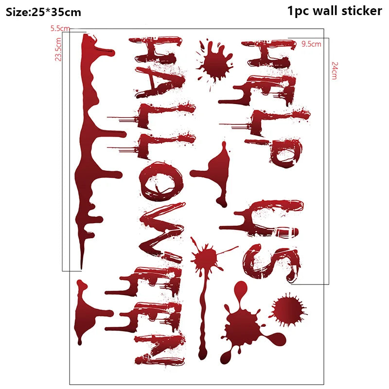 Bloody Handprint & Skull Window Stickers – Halloween Decor