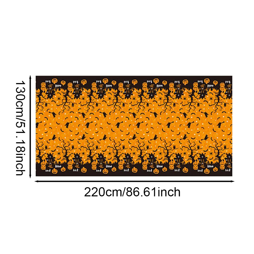 Halloween Plastic Tablecloth – Pumpkin, Spider Web & Bat Design