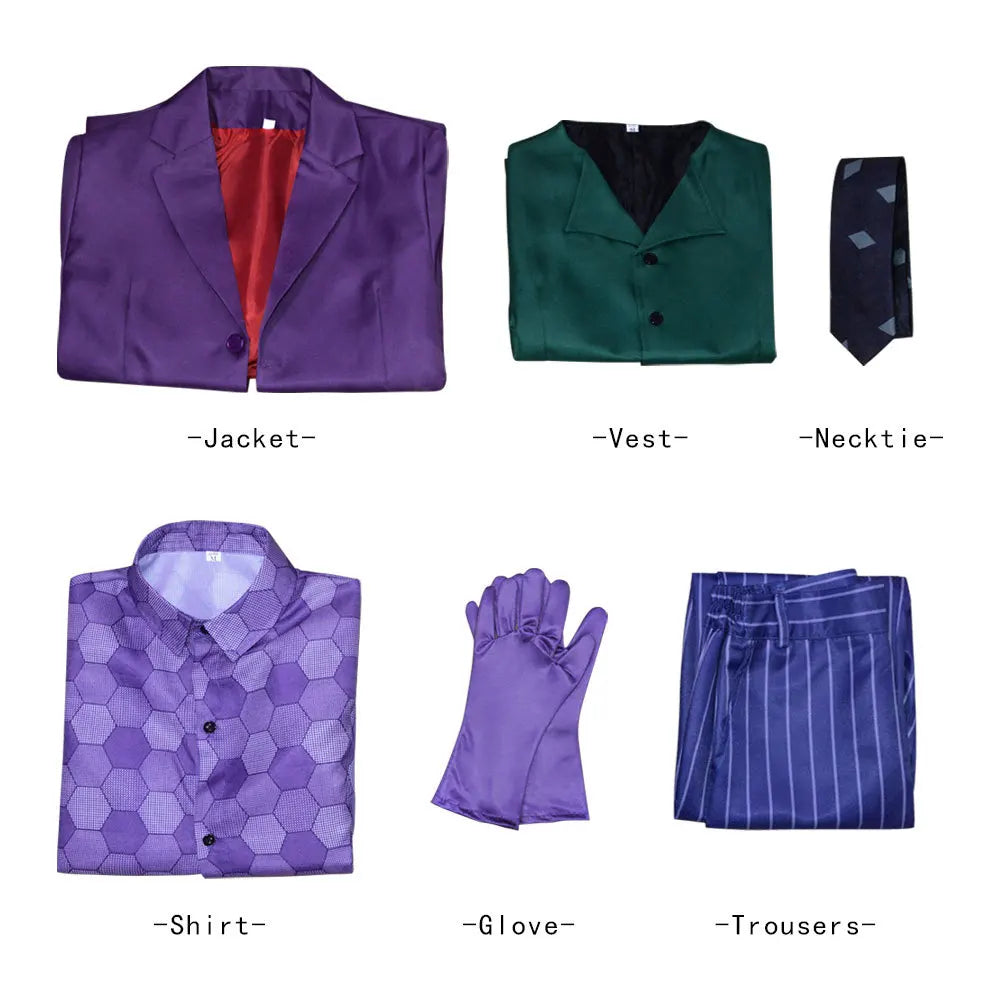 Men's Clown Costume Set – Coat, Shirt, Vest, Wig & Tie