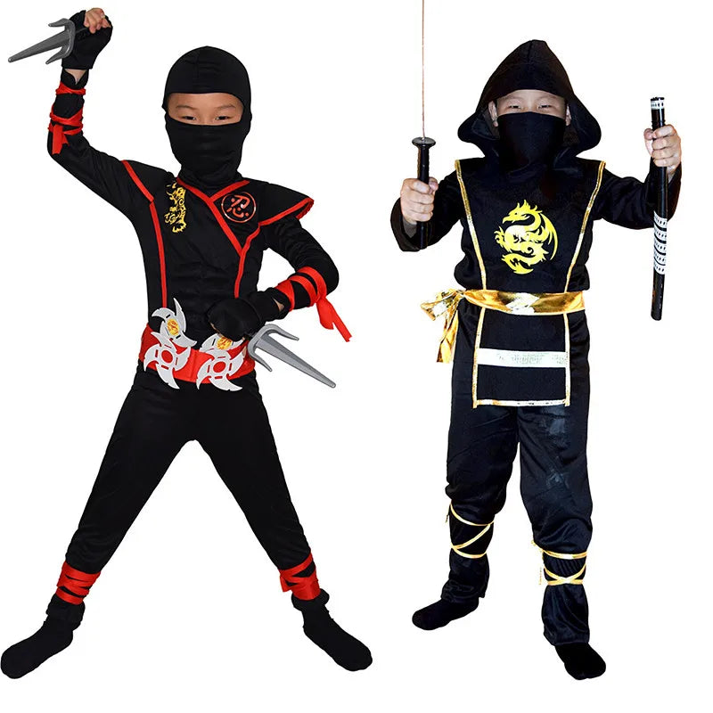 Ninja Warrior Deluxe Costume for Kids with Weapon Accessories - Halloween Kung Fu Outfit