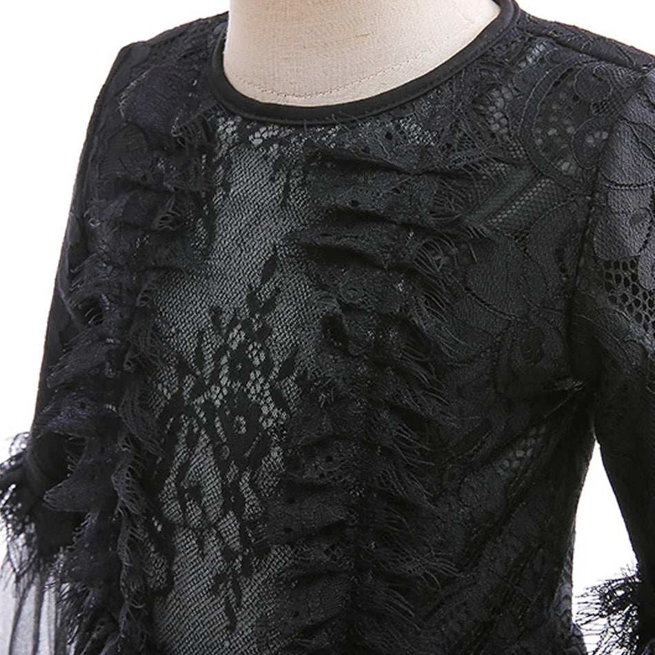 Evil Witch Costume for Girls – Black Tulle Fantasy Dress