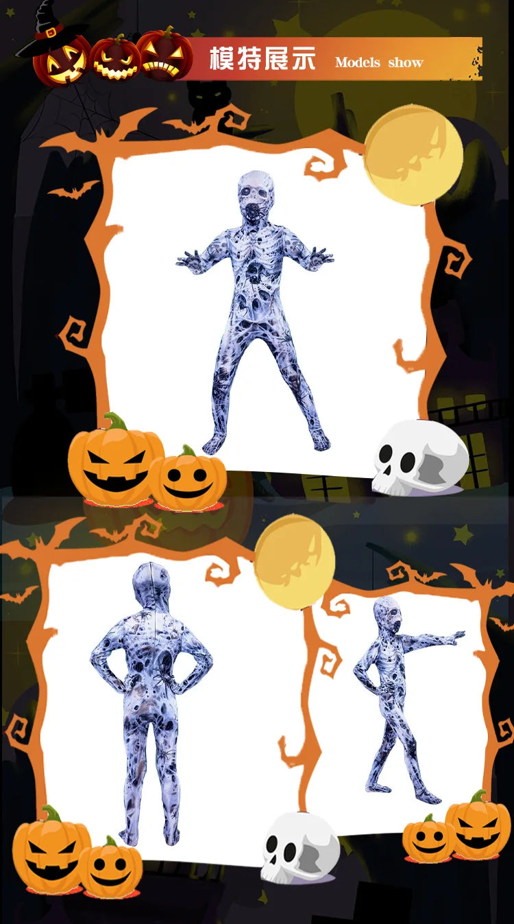 Kids Zombie & Vampire Cosplay Jumpsuit - Halloween Costume for Children