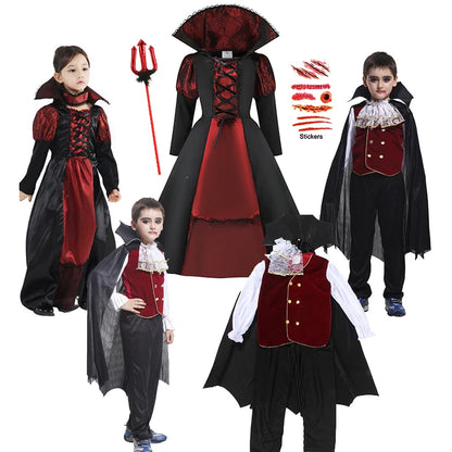 Kids Vampire Costume Set with Trident & Tattoo Stickers - Boys & Girls