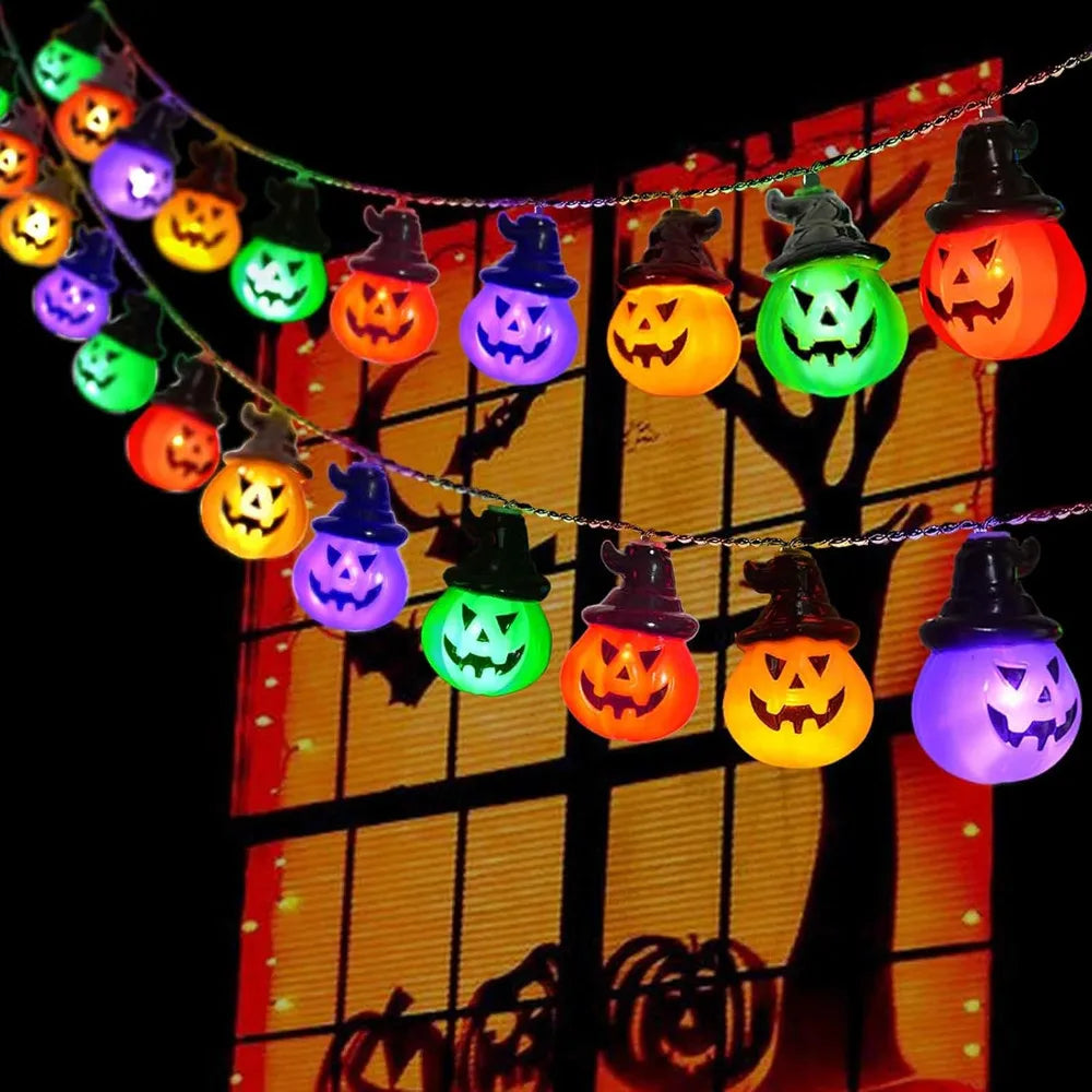 Pumpkin String Lights - RGB LED Indoor Outdoor Halloween Decor
