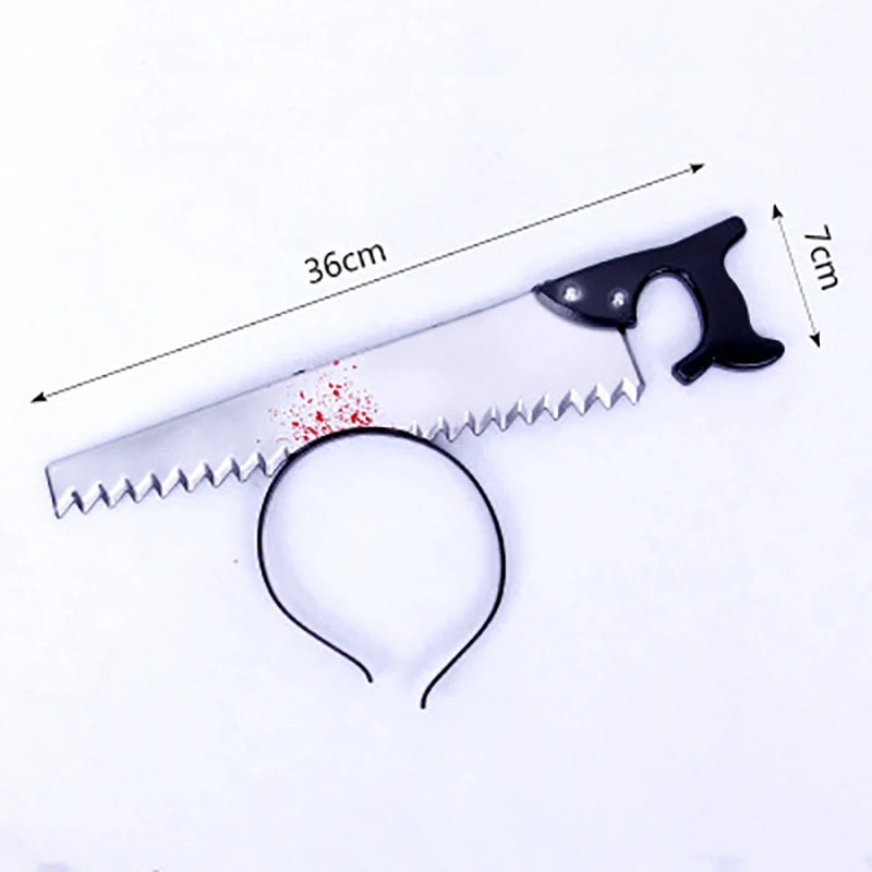 Halloween Bloody Prank Headband — 3D Fake Weapon Hair Accessory