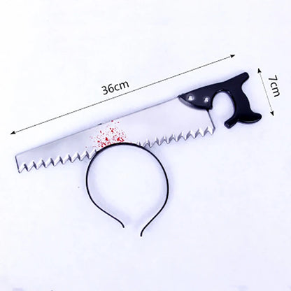 Halloween Bloody Prank Headband — 3D Fake Weapon Hair Accessory