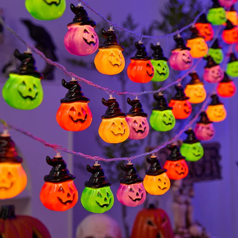 Pumpkin String Lights - RGB LED Indoor Outdoor Halloween Decor