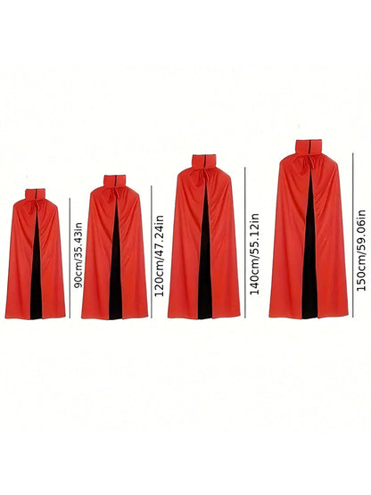 Reversible Black & Red Halloween Cape – Unisex Adult Costume, 90–150cm