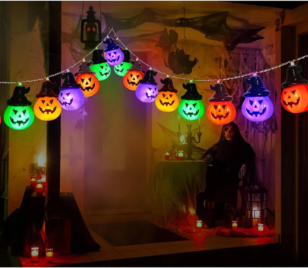 Pumpkin String Lights - RGB LED Indoor Outdoor Halloween Decor
