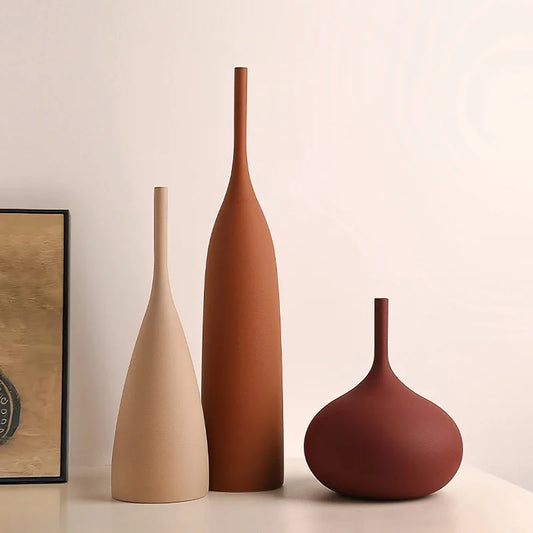 Handmade Ceramic Vase – Vintage Wabi-Sabi Morandi Style Decorative Home Accent