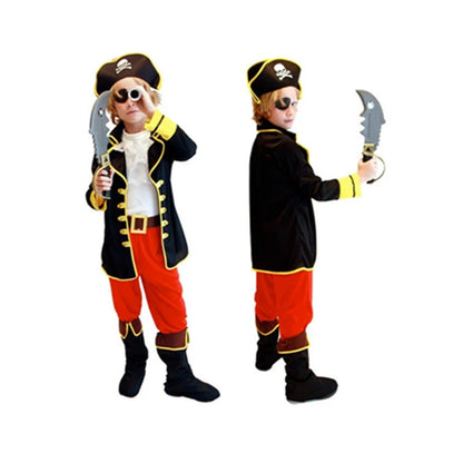 Kids Pirate Costume for Boys - Halloween Caribbean Captain Costume Set