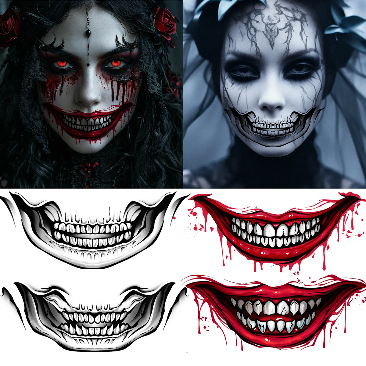 Realistic Wound & Scar Temporary Tattoos — Halloween Zombie Makeup, 4 Sheets